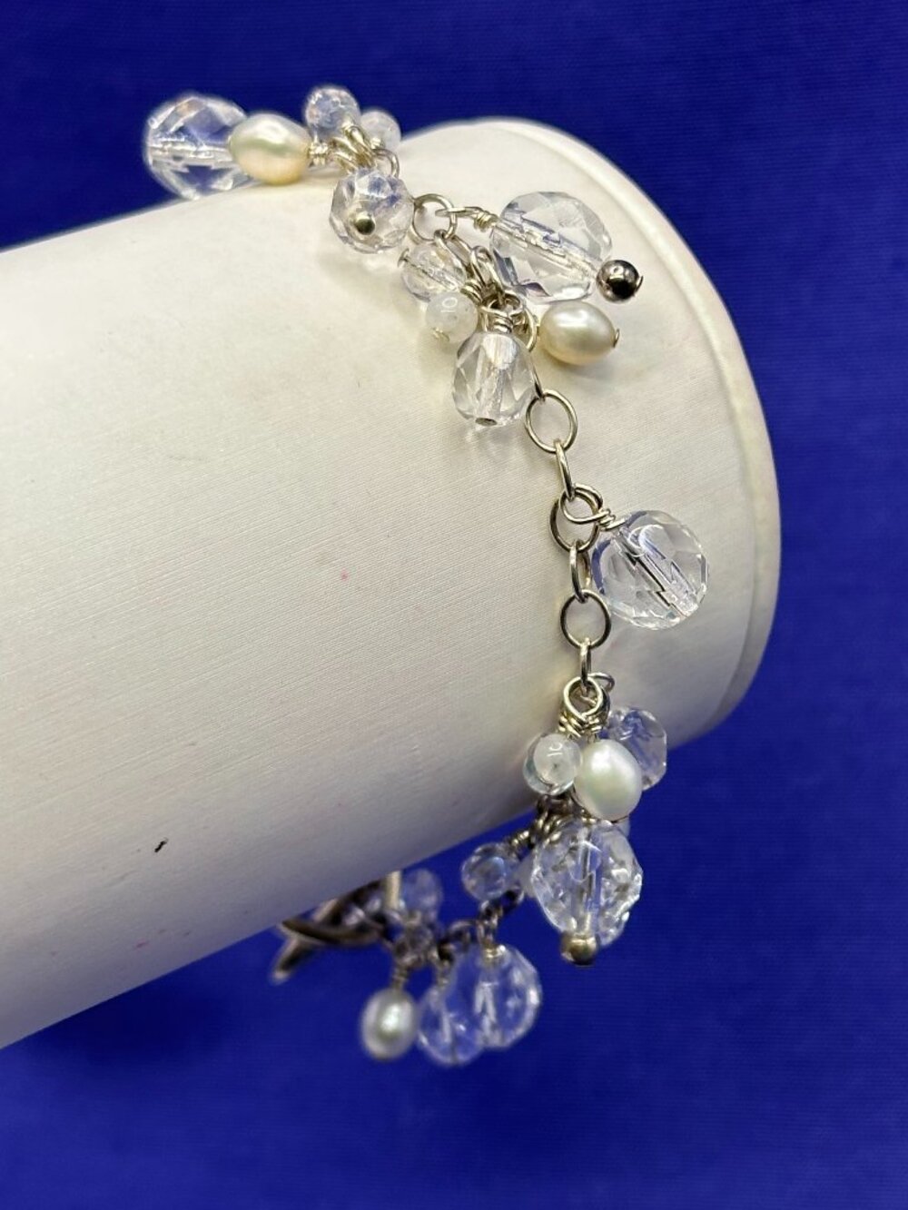 Barse Sterling Silver Crystal & Pearl Bracelet